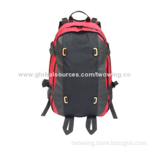 Hiking backpack with functional hip belt and back system, 600D polyester fabric